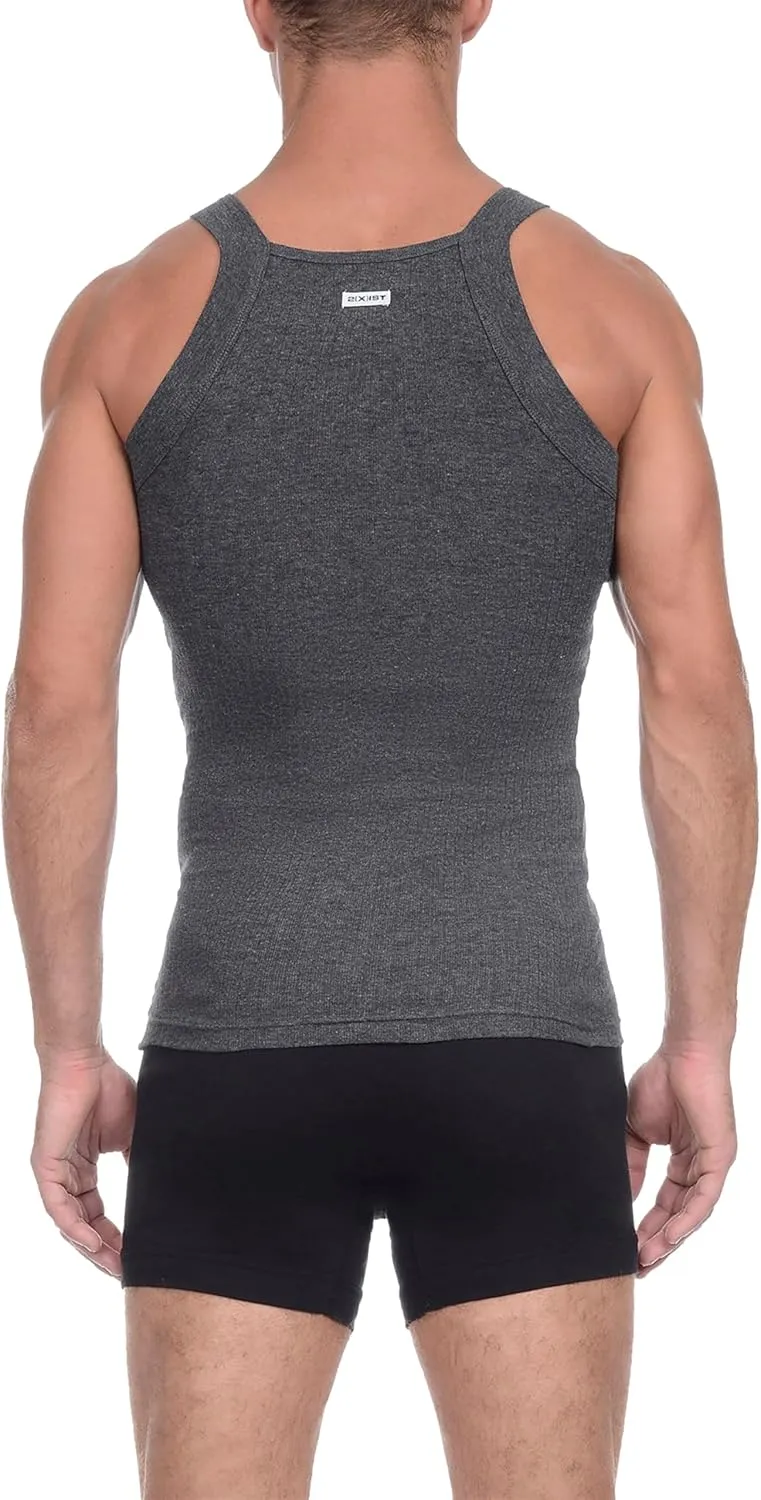 2(X)IST Mens Essential Cotton Square Cut Tank 2-Pack
