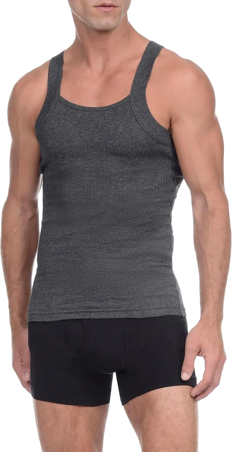 2(X)IST Mens Essential Cotton Square Cut Tank 2-Pack