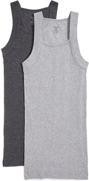 2(X)IST Mens Essential Cotton Square Cut Tank 2-Pack