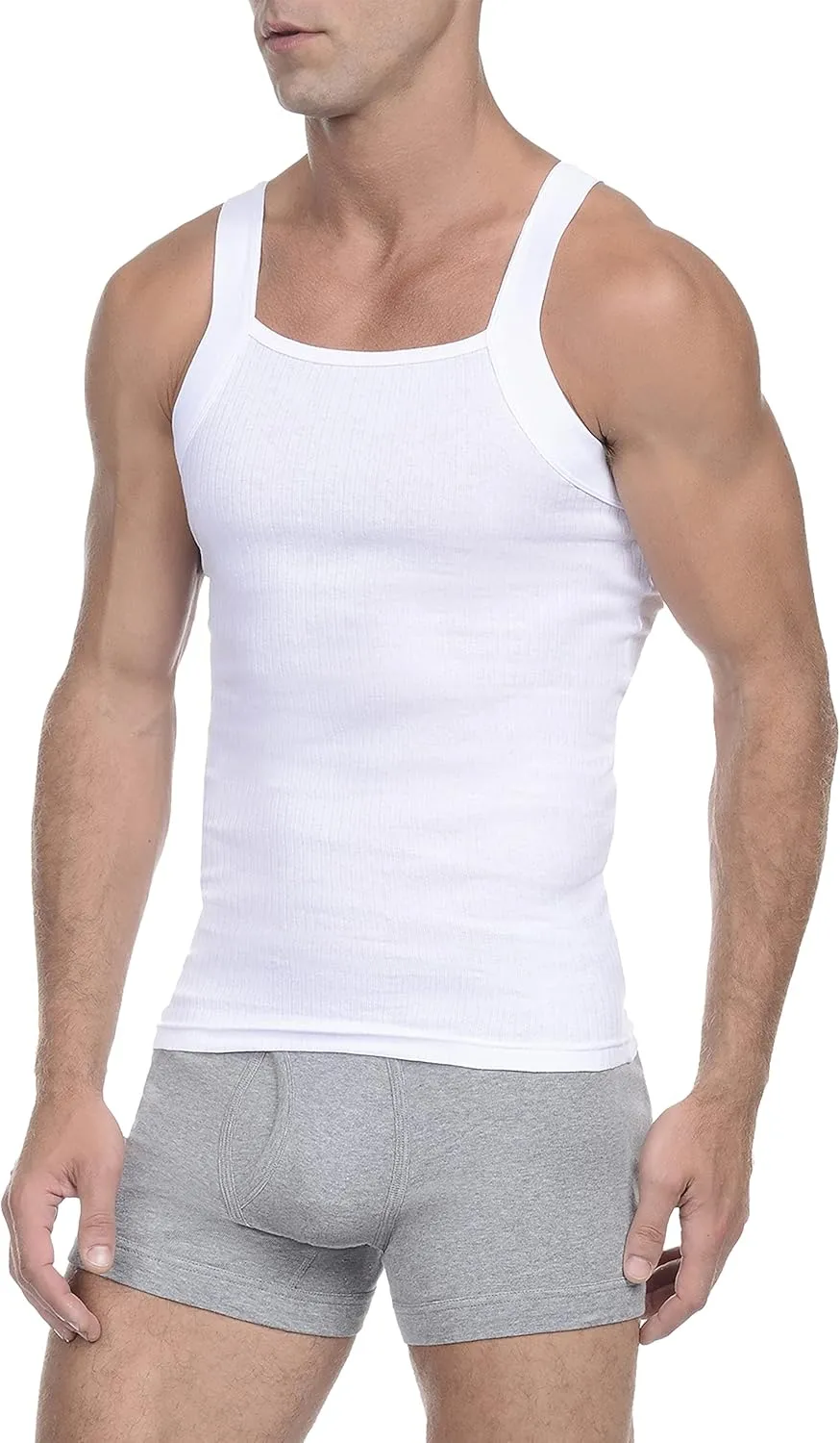 2(X)IST Mens Essential Cotton Square Cut Tank 2-Pack