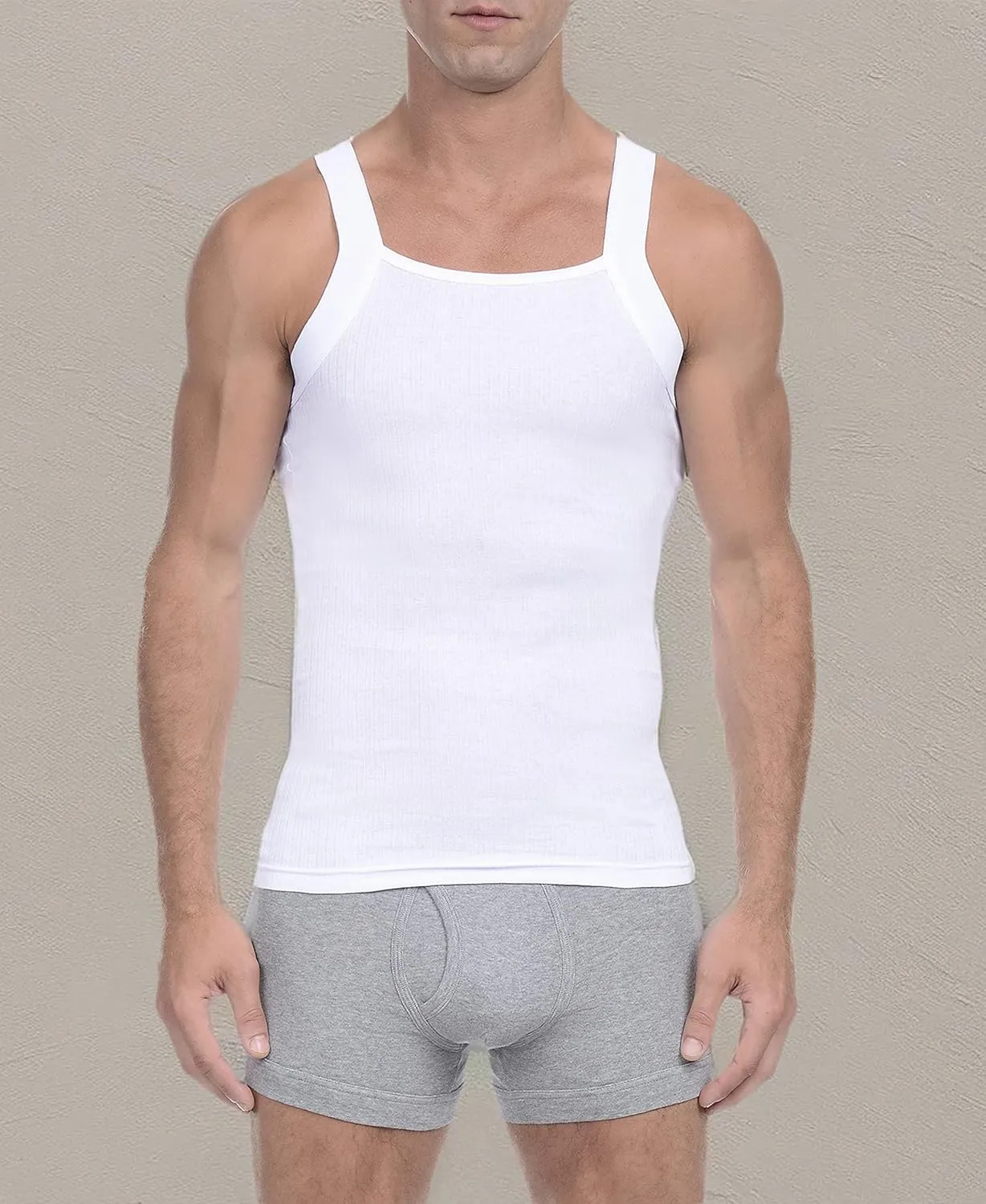 2(X)IST Mens Essential Cotton Square Cut Tank 2-Pack