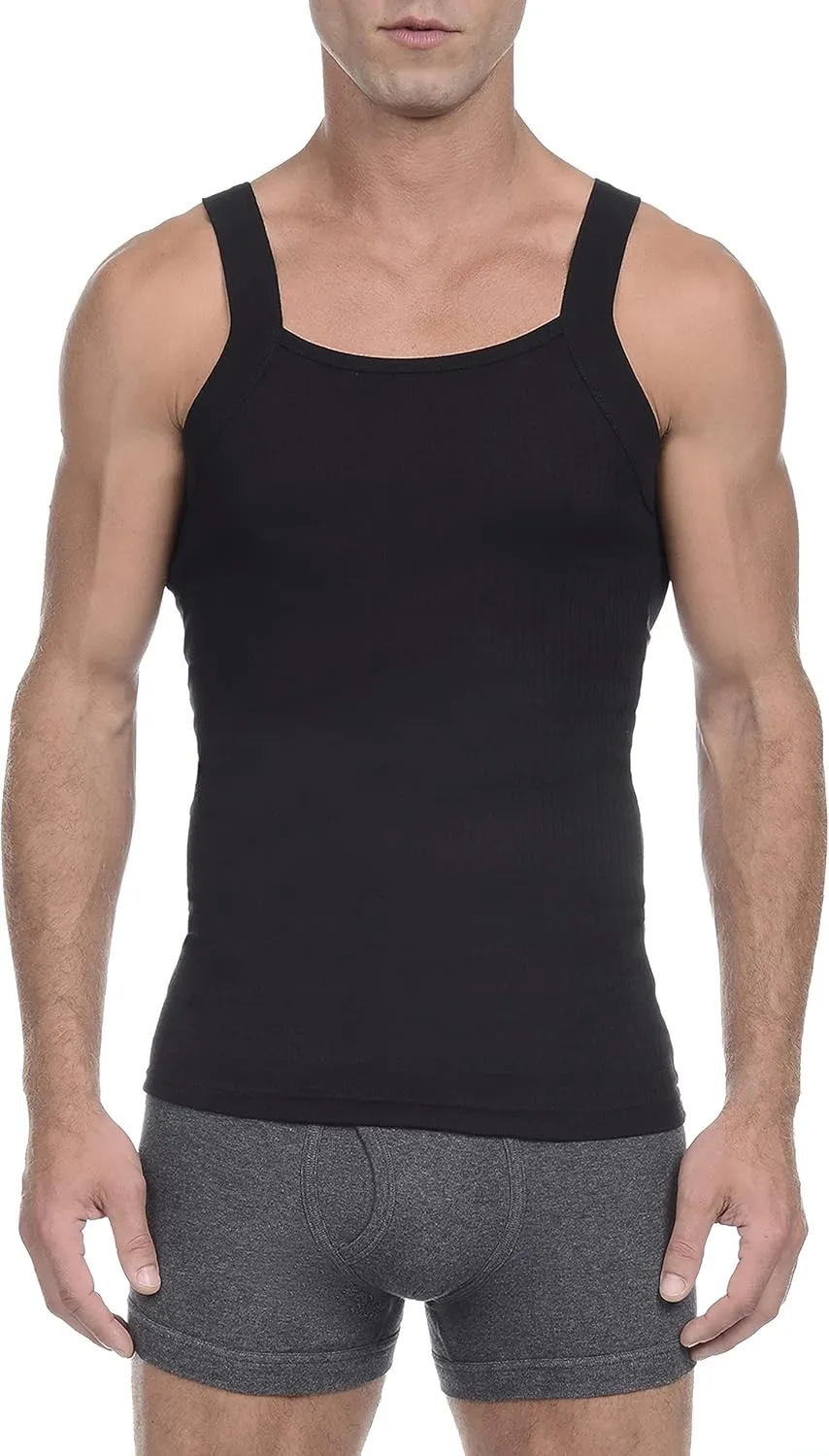 2(X)IST Mens Essential Cotton Square Cut Tank 2-Pack
