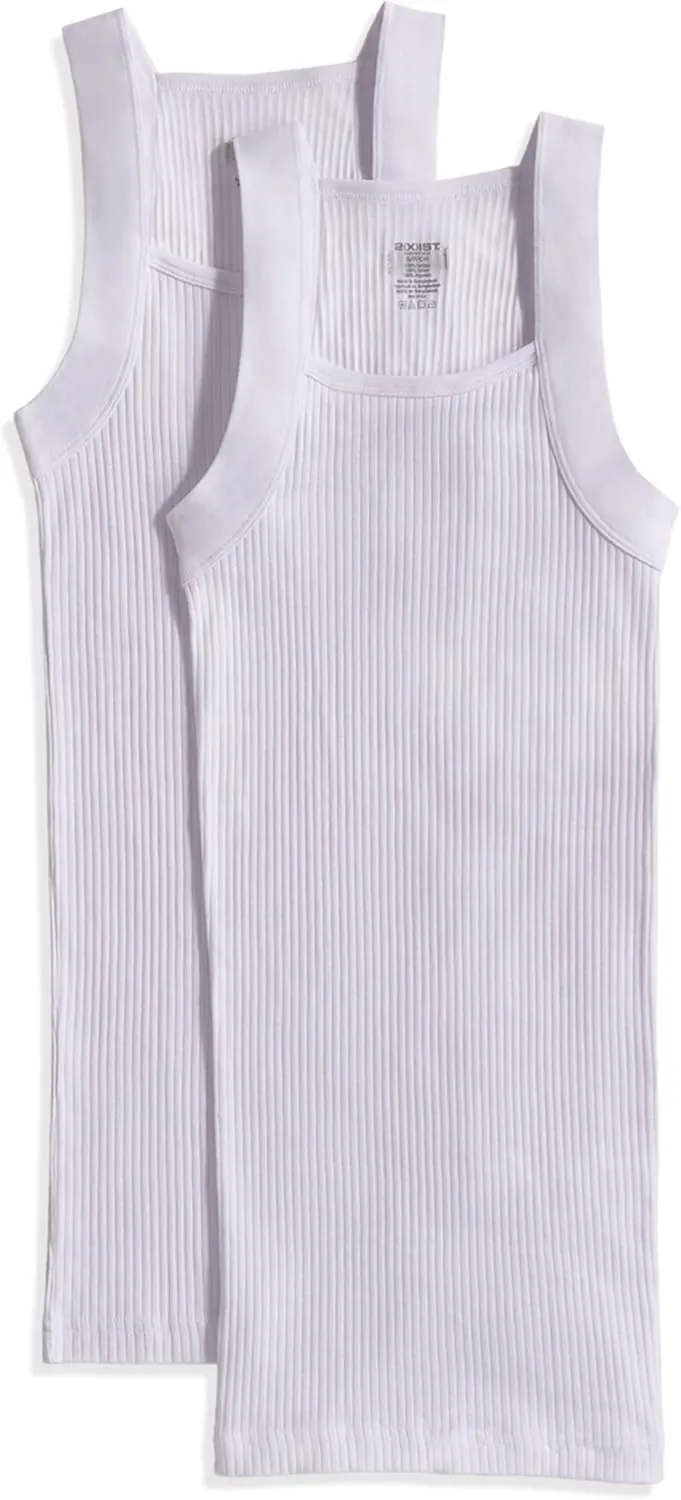 2(X)IST Mens Essential Cotton Square Cut Tank 2-Pack