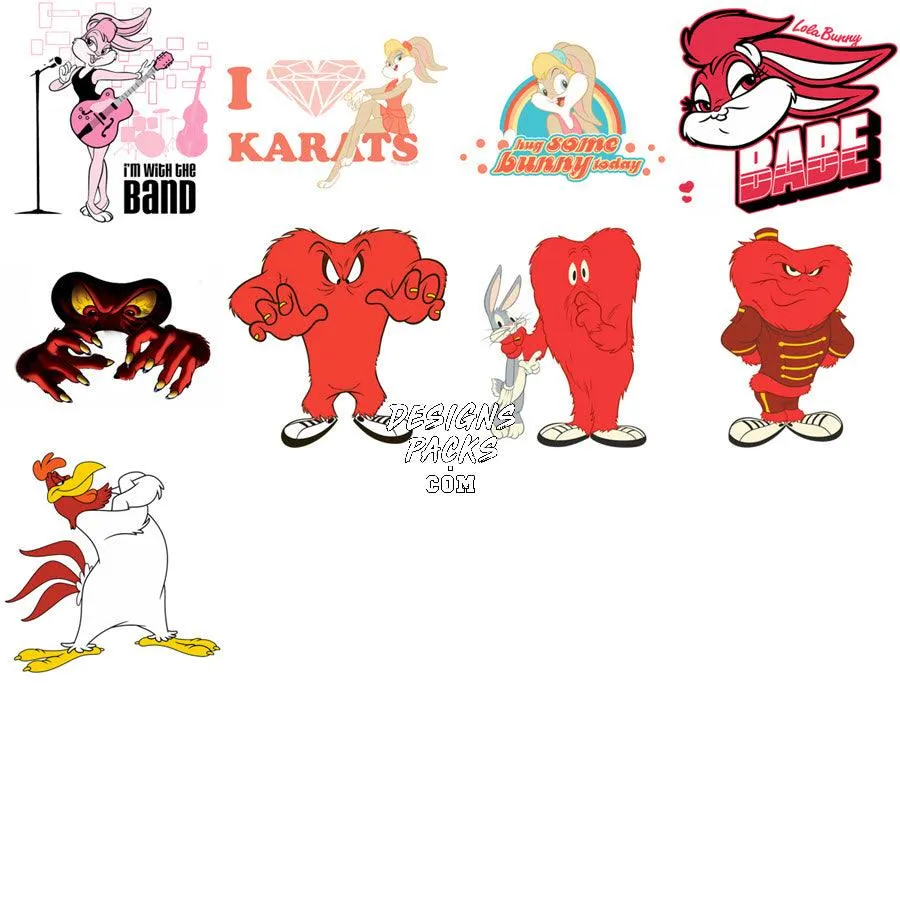 48 Cartoon Loony Designs Bundle PNG