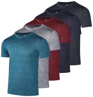 5 Pack Mens Active Quick Dri Dry Fit Crew Neck T Shirts Athletic Running Gym Workout Short Sleeve Tee Tops Camisas para Hombres Summer