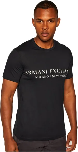 A | X ARMANI EXCHANGE Men's Short Sleeve Milan New York Logo Crew Neck T-Shirt