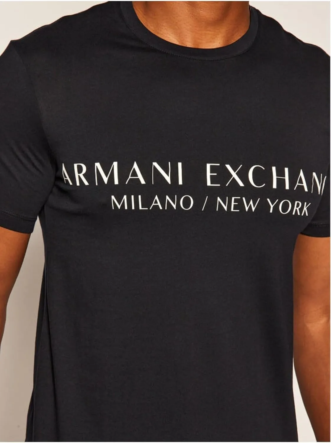 A | X ARMANI EXCHANGE Men's Short Sleeve Milan New York Logo Crew Neck T-Shirt