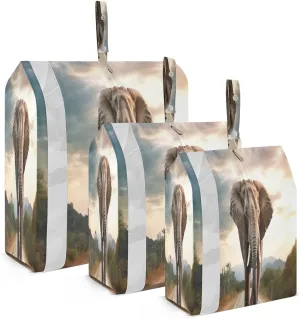 African Elephants Packing Cubes for Travel 3 Set Compression Packing Bags Luggage Cubes for Packing Compression
