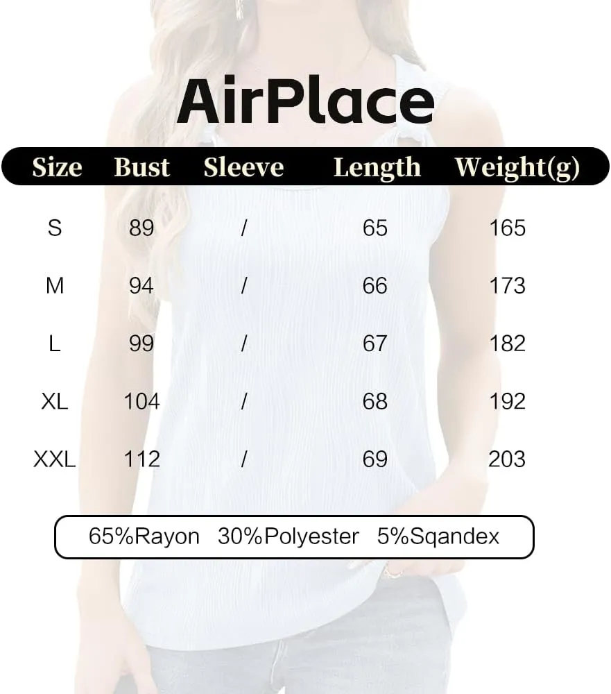 AirPlace Summer Tank Tops for Women V Neck Fashion Sleeveless Loose Fit Casual Spaghetti Strap Basic Soild Shirts Camisole