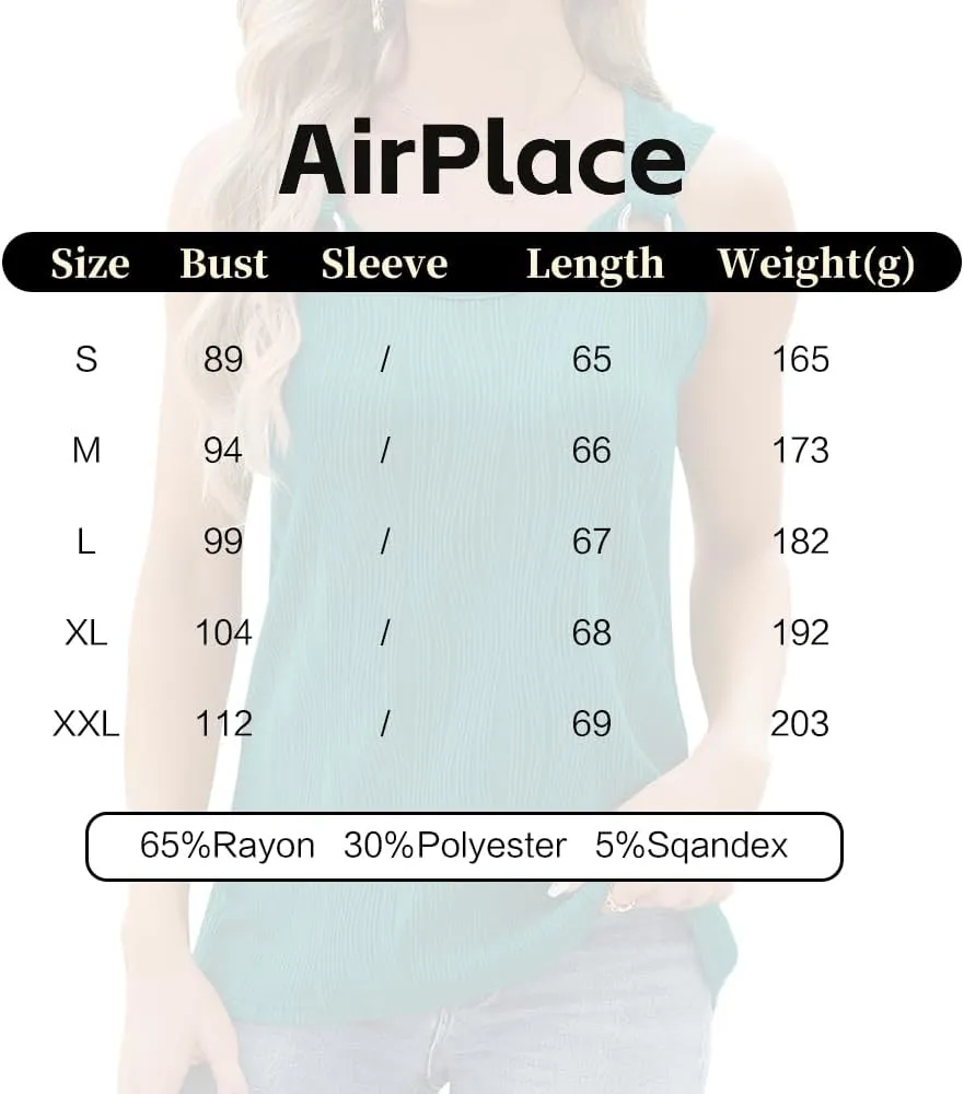 AirPlace Summer Tank Tops for Women V Neck Fashion Sleeveless Loose Fit Casual Spaghetti Strap Basic Soild Shirts Camisole