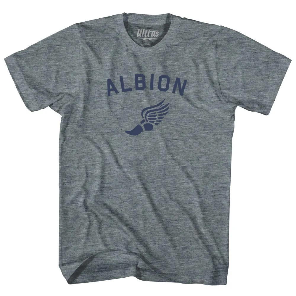 Albion Running Track Winged Foot-Womens Tri-Blend Junior Cut T-Shirt
