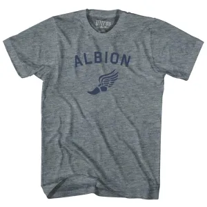 Albion Running Track Winged Foot-Womens Tri-Blend Junior Cut T-Shirt