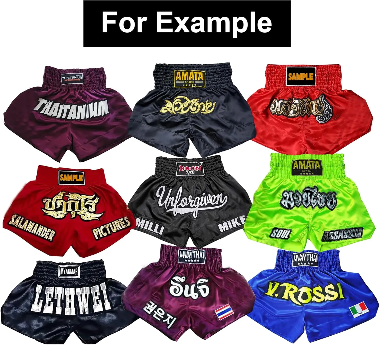 Amata Boxing Style 1 Customized Muay Thai Shorts Custom Fight Clothing MMA Gear Kick Outfit Men Women Kids Adult Boy Girl