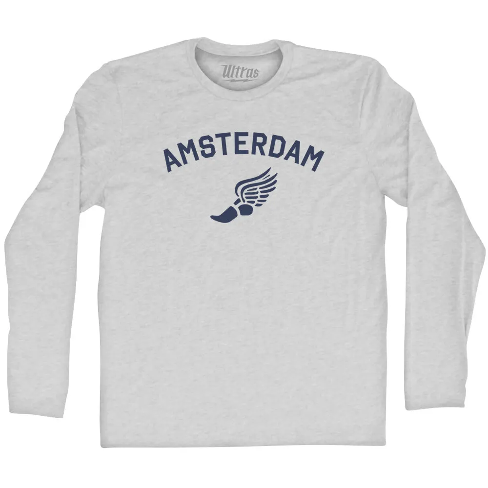 Amsterdam Running Track Winged Foot Adult Cotton Long Sleeve T-shirt