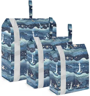 Anchor Waves Stars Pattern Packing Cubes for Travel 3 Set Packing Cubes Compression Luggage Packing Organizers for Travel Compression