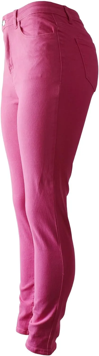 Aodrusa Hot Pink Mom Jeans for Women High Waisted Stretchy Skinny Denim Pants