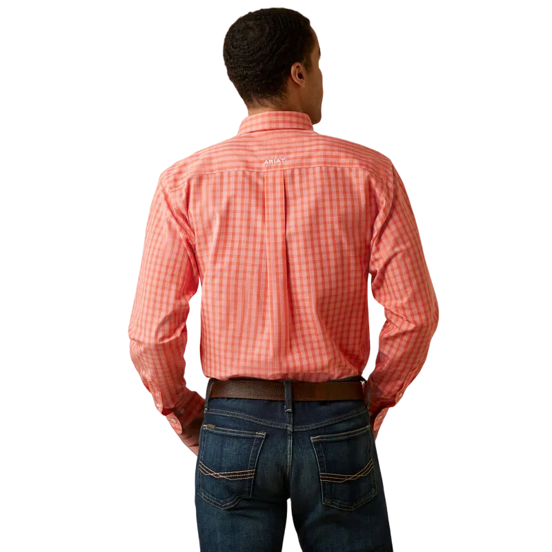 Ariat Men's Wrinkle Free Flame Coral Winston Fitted Shirt