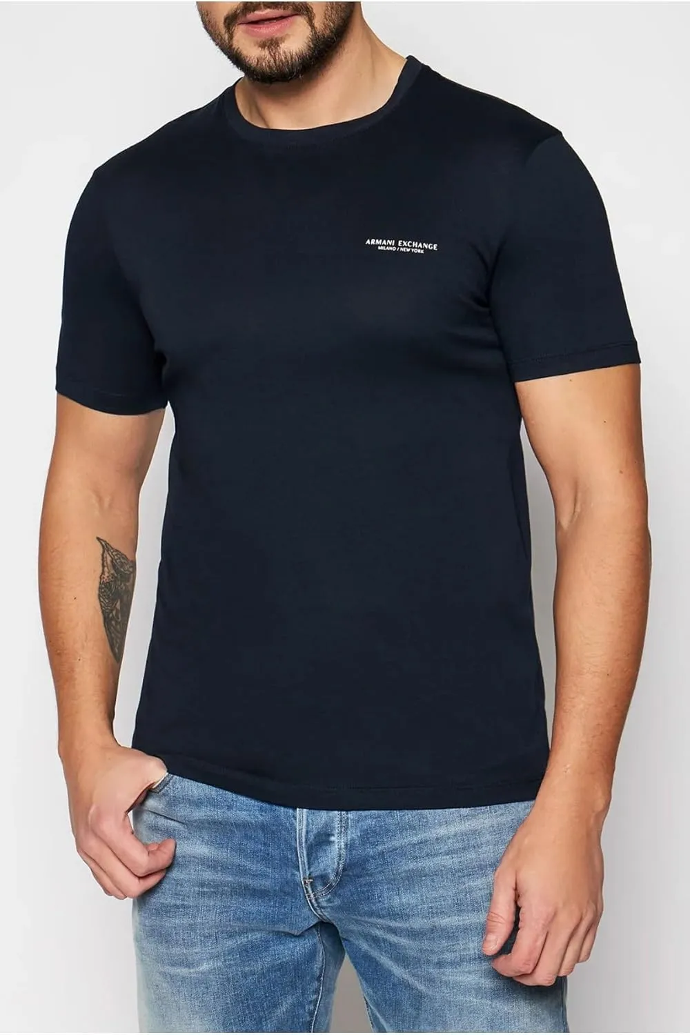 A|X ARMANI EXCHANGE Men's Short Sleeve Micro Milano/Ny Logo T-Shirt