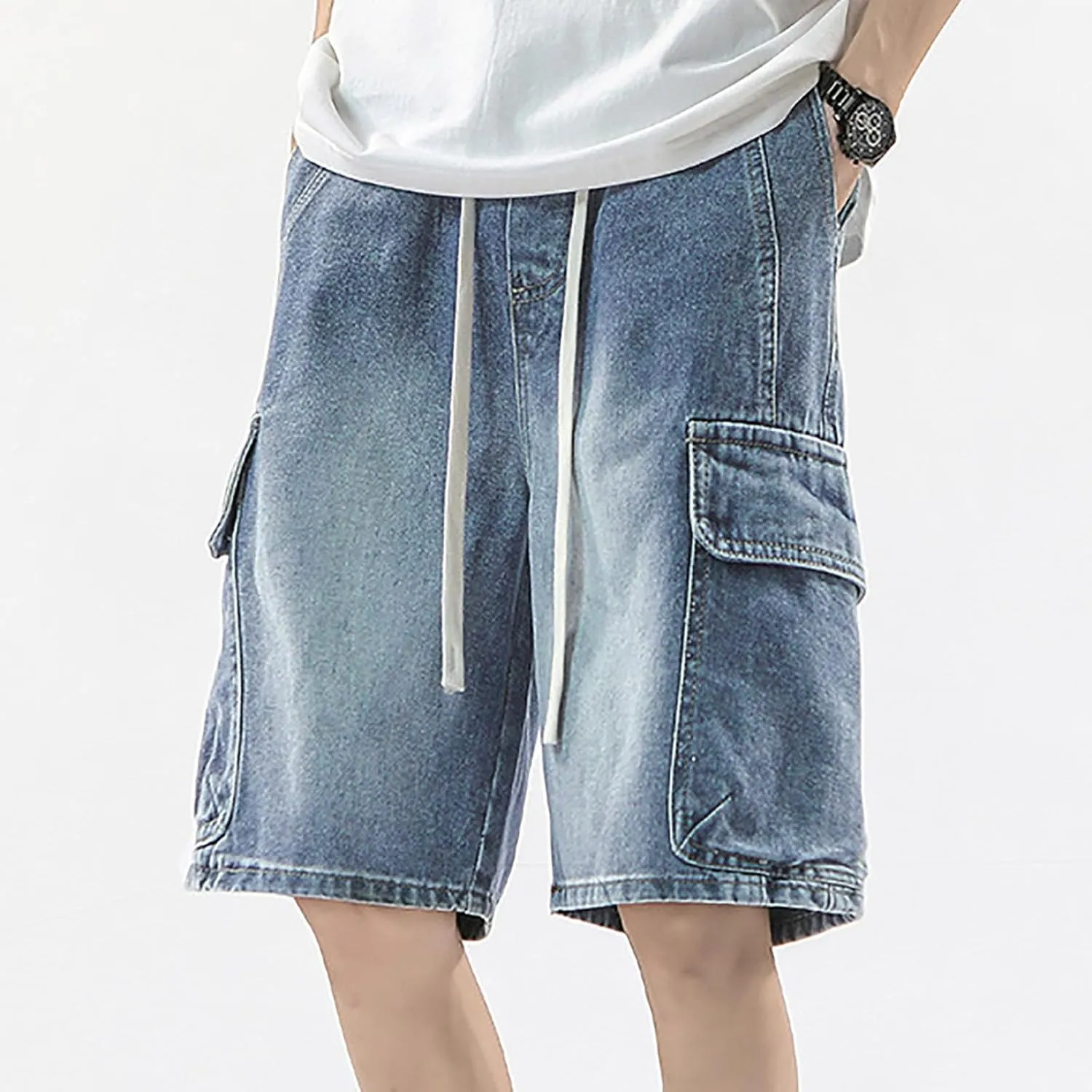 Baggy Jean Shorts for Men Casual Summer Loose Fit Y2K Hip Hop Skateboard Denim Shorts 2025 Trendy Streetwear
