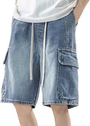 Baggy Jean Shorts for Men Casual Summer Loose Fit Y2K Hip Hop Skateboard Denim Shorts 2025 Trendy Streetwear