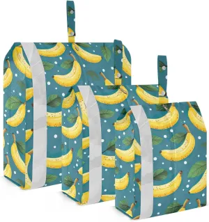Banana Leaves Blue Packing Cubes for Travel 3 Set Travel Packing Cubes Luggage Bags for Travel