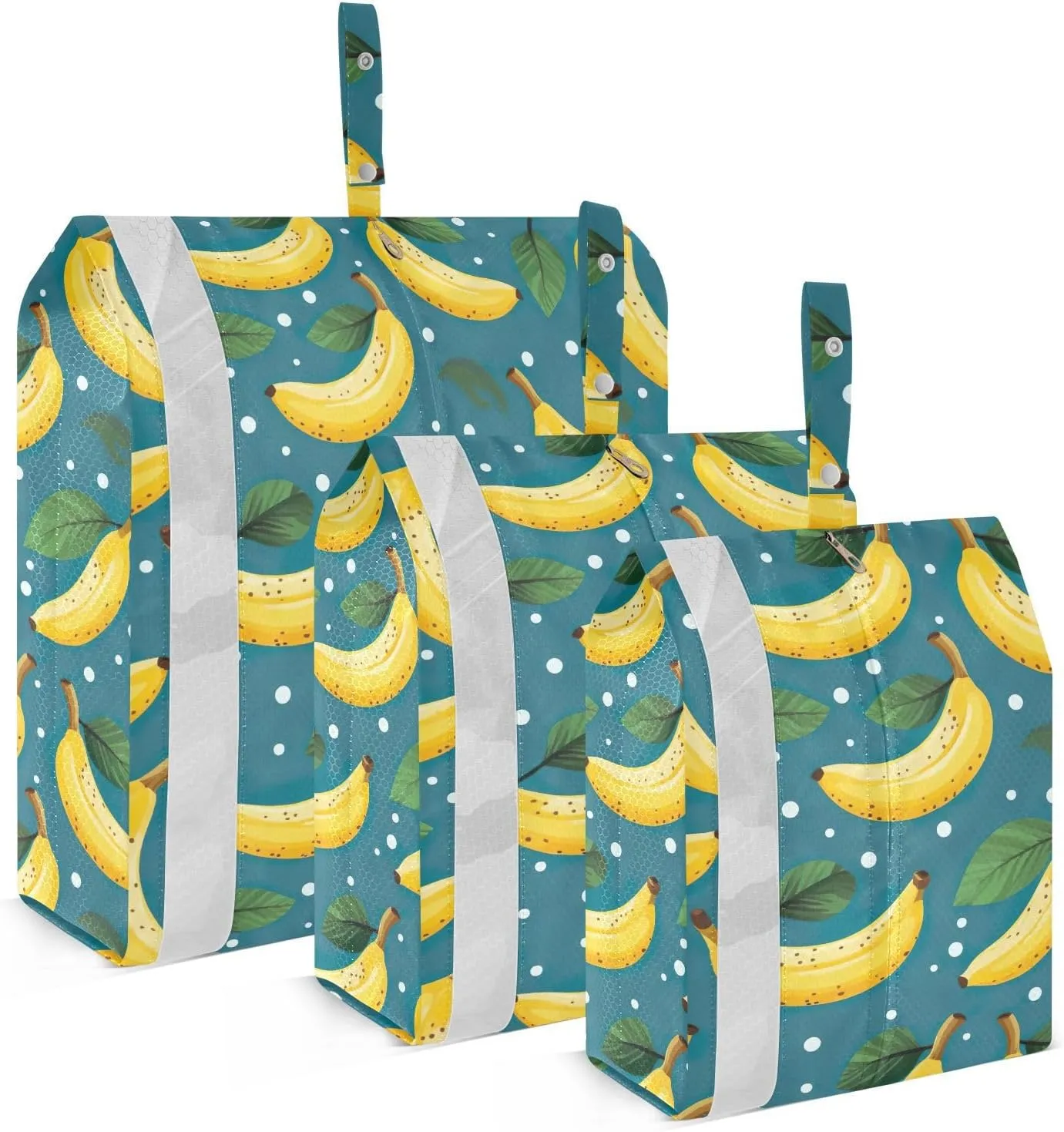 Banana Leaves Blue Packing Cubes for Travel 3 Set Travel Packing Cubes Luggage Bags for Travel