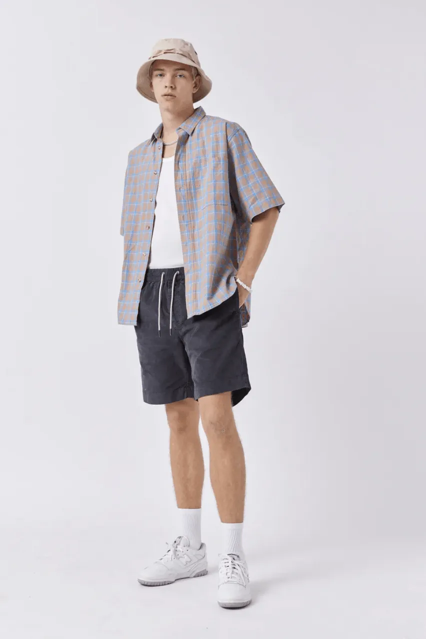 BARNEY COOLS HOMIE SHIRT - SKY LINEN PLAID