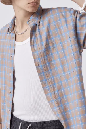 BARNEY COOLS HOMIE SHIRT - SKY LINEN PLAID