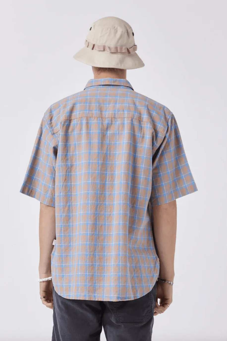 BARNEY COOLS HOMIE SHIRT - SKY LINEN PLAID