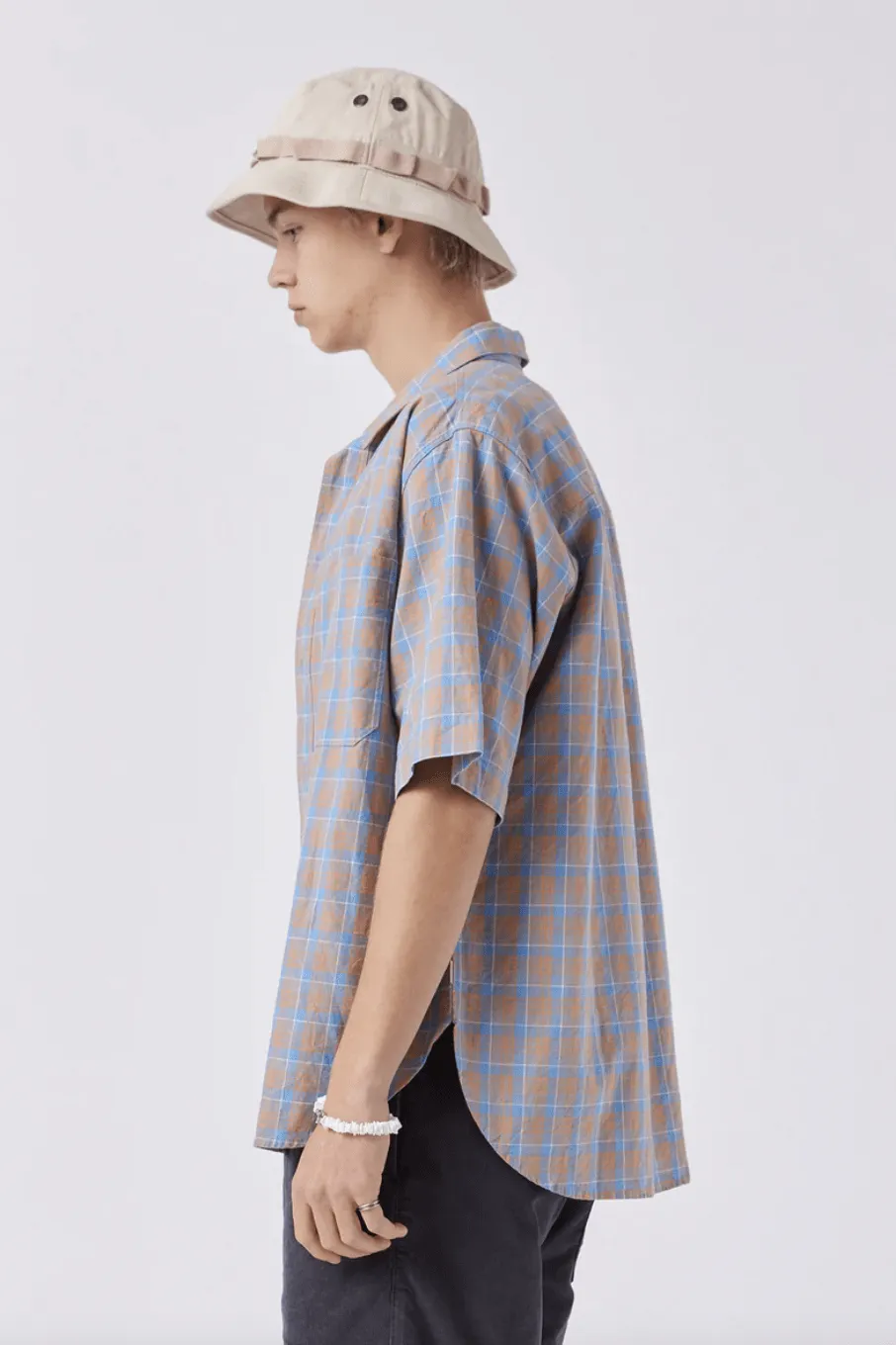 BARNEY COOLS HOMIE SHIRT - SKY LINEN PLAID