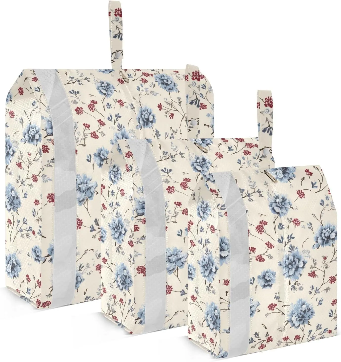 Beautiful Blue Fflowers Packing Cubes for Travel 3 Set Travel Compression Bags Suitcase Organizer Bags Set for Travel Accessories