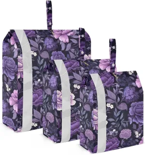 Beautiful Leaves Purple Florals Packing Cubes for Travel 3 Set Luggage Packing Cubes Luggage Packing Organizers for Carry On