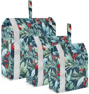 Berry Blue Holly Leaf Packing Cubes for Travel 3 Set Packing Travel Organizer Cubes Suitcase Organizer Bags for Suitcases