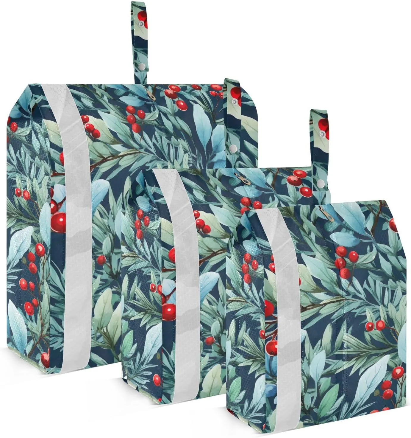 Berry Blue Holly Leaf Packing Cubes for Travel 3 Set Packing Travel Organizer Cubes Suitcase Organizer Bags for Suitcases