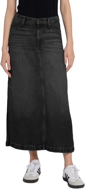 BestGirl Long Denim Skirts for Women High Waist A line Jean Maxi Skirt with Pockets