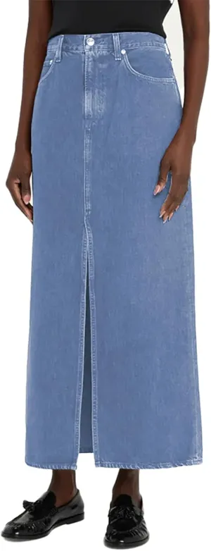 BestGirl Long Denim Skirts for Women High Waist A line Jean Maxi Skirt with Pockets