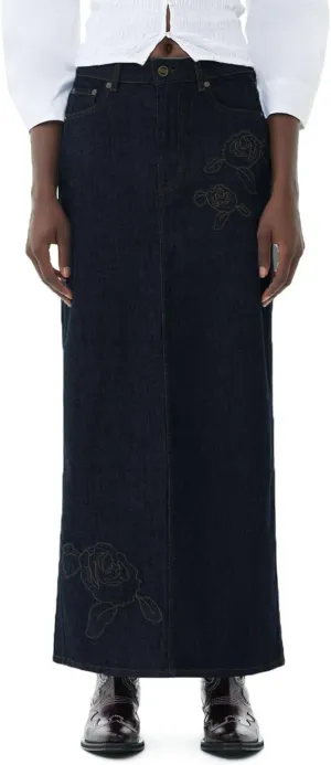 BestGirl Long Denim Skirts for Women High Waist A line Jean Maxi Skirt with Pockets