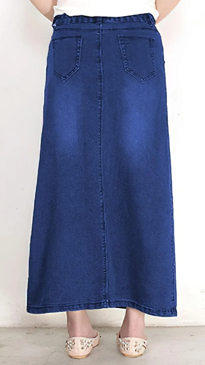 BestGirl Long Denim Skirts for Women High Waist A line Jean Maxi Skirt with Pockets