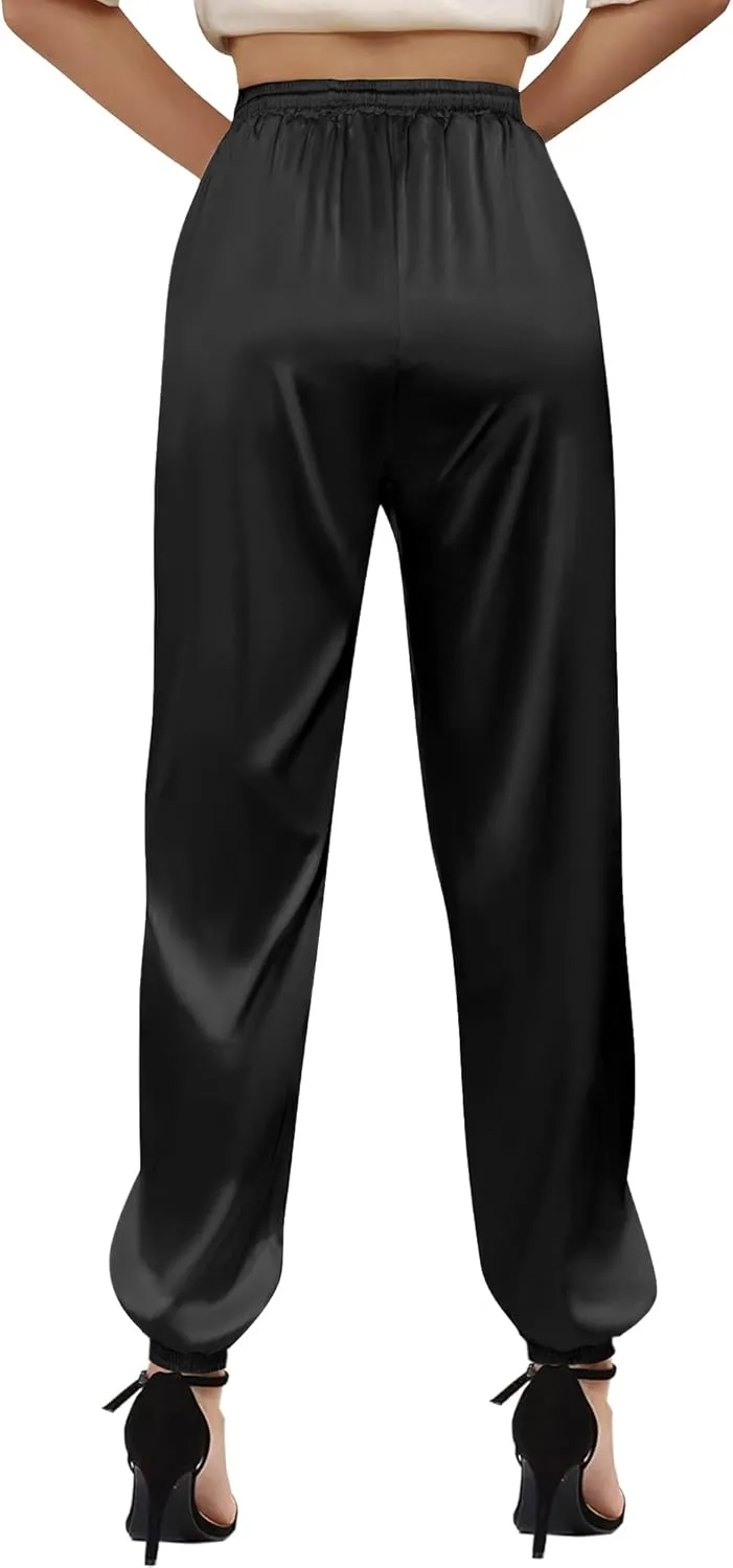 Betusline Women's Satin Silky Pants