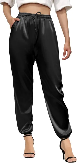 Betusline Women's Satin Silky Pants