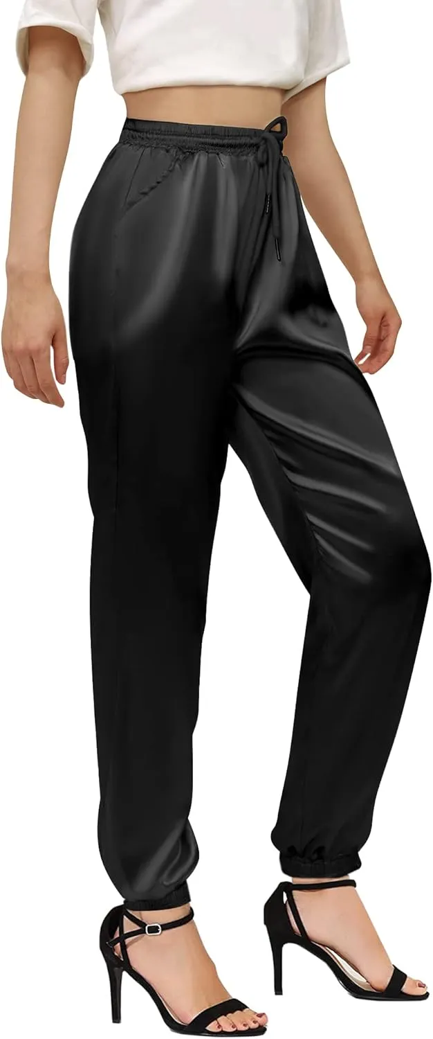 Betusline Women's Satin Silky Pants