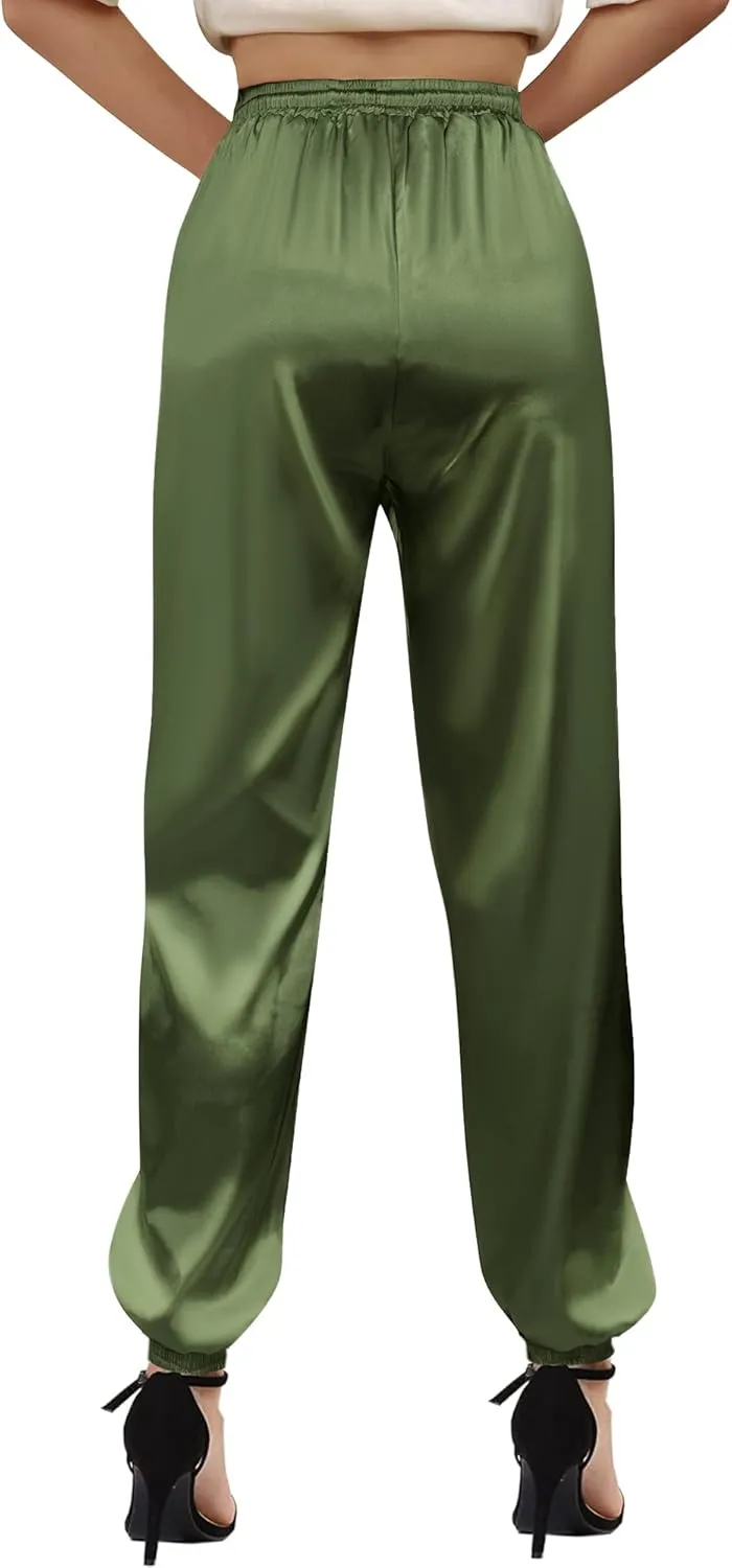 Betusline Women's Satin Silky Pants