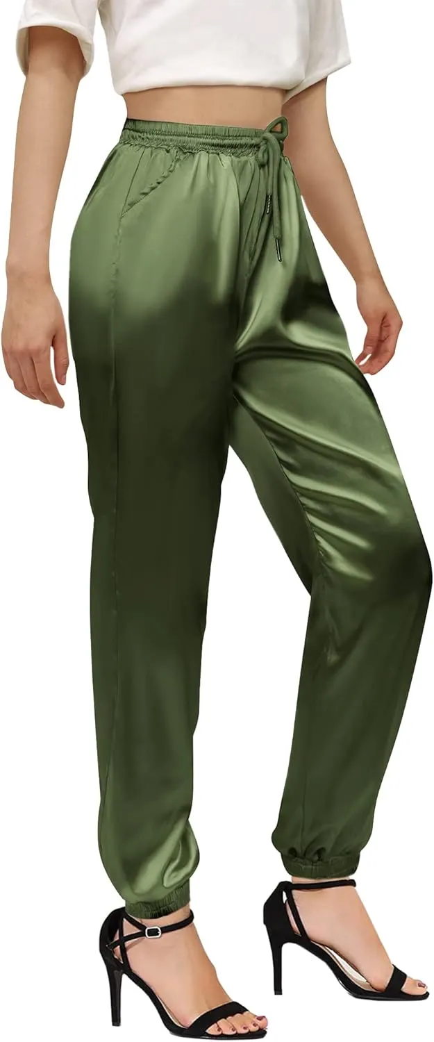 Betusline Women's Satin Silky Pants
