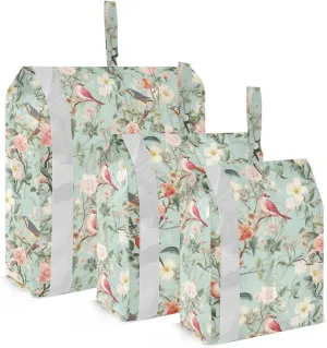 Birds Flowers Green Packing Cubes for Travel 3 Set Large Packing Cubes Luggage Packing Organizers for Woman Man
