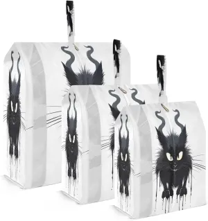 Black Cat White Packing Cubes for Travel 3 Set Compressible Packing Cubes Luggage Cubes for Travel