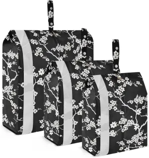 Black Cherry Flowers Packing Cubes for Travel 3 Set Travel Compression Bags Luggage Organizers for Suitcases