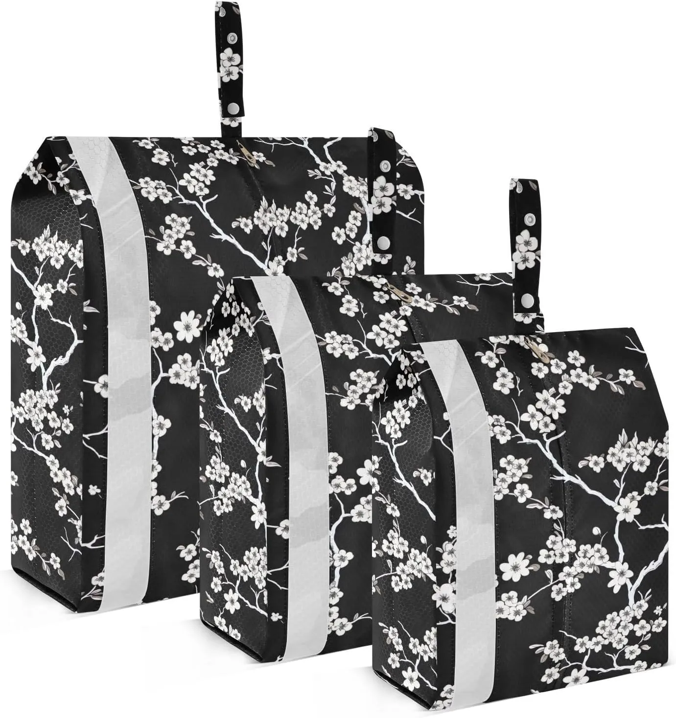 Black Cherry Flowers Packing Cubes for Travel 3 Set Travel Compression Bags Luggage Organizers for Suitcases