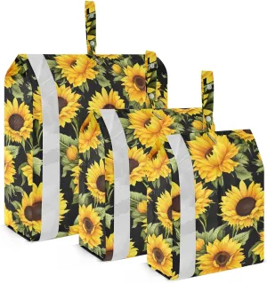 Black Sunflowers Watercolor Packing Cubes for Travel 3 Set Compression Travel Cubes Luggage Organizer Bags for Suitcases