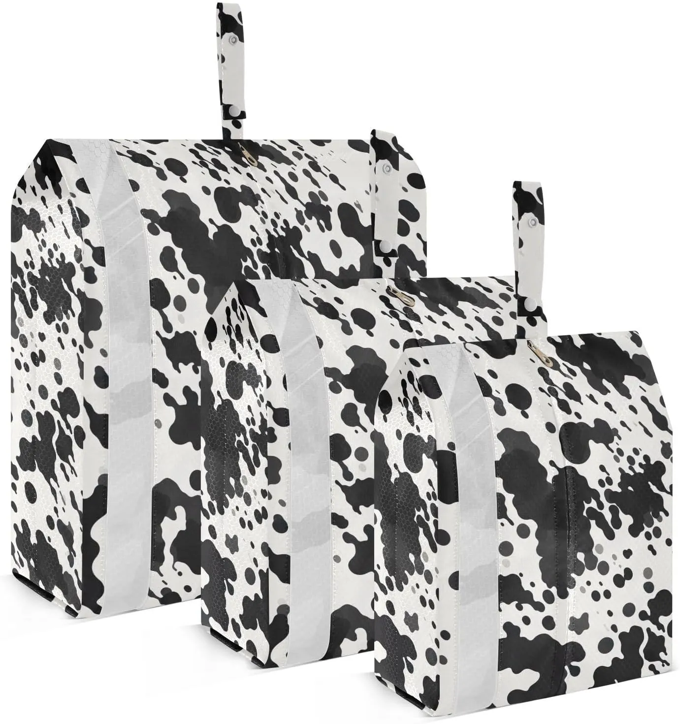 Black White Spotted Cow Packing Cubes for Travel 3 Set Large Packing Cubes Luggage Packing Organizers for Suitcase