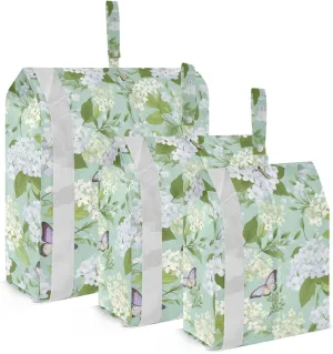 Blue Flowers Purple Butterflies Packing Cubes for Travel 3 Set Travel Compression Bags Luggage Cubes for Suitcases
